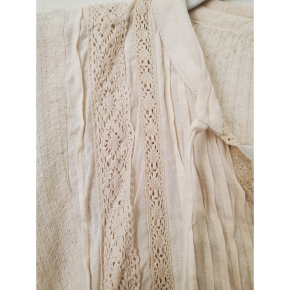 NWT Patrons of Peace Womens Tassels Lace Trim VNeck Top Size S Bohemian Babydoll - Picture 9 of 10